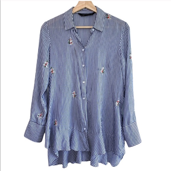 Zara Tops - 🔥SALE- any 4/$20  Zara Striped Embroidered Blouse